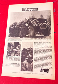 LITTLE 1964 U.S. ARMY VINTAGE PRINT AD WITH MILITARY SEMI TRUCK