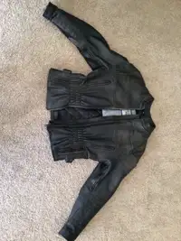 Ladies Medium leather motorcycle jacket and chaps