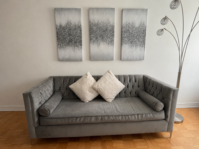 Grey Tufted Velvet Sofa, View more