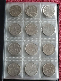 Collection of 54, German 1 Mark Coins, 1934-1989