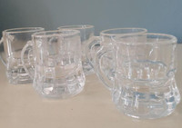 Vintage Federal Glass clear handled beer mug shape shot glasses