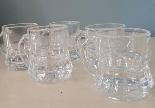 Vintage Federal Glass clear handled beer mug shape shot glasses in Arts & Collectibles in Markham / York Region