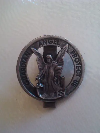 Guardian Angel Protect Us clip on vintage, View more