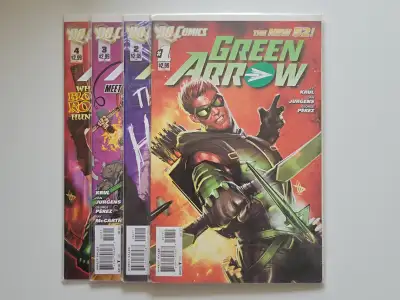 DC Comics - 2011/2012 - Green Arrow (Set of 4 Comics) Numbers #1 thru #4 Mint - Bagged and on Board...