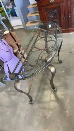 SOFA /HALL TABLE - GLASS - METAL FRAME, View more