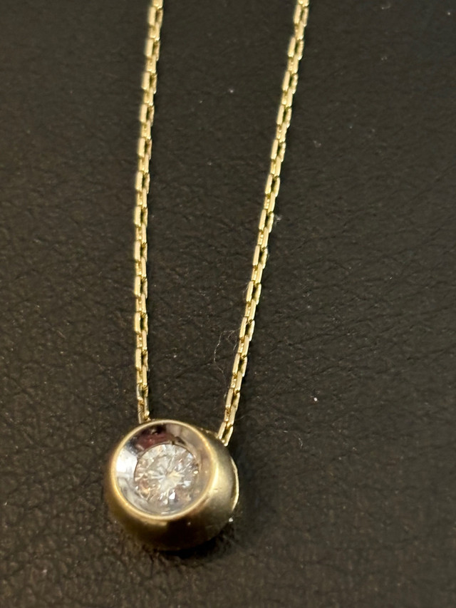 .25 Diamond bezel pendant. And chain  in Jewellery & Watches in Saint John