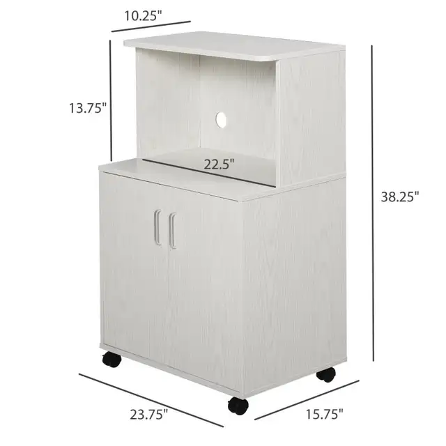 Microwave Cart on Wheels Utility Trolley Storage Sideboard Bookc in Bookcases & Shelving Units in Markham / York Region - Image 3