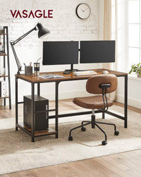 VASAGLE ALINRU Computer Desk, 55.1-Inch Long Home Office Desk