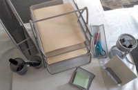 Metal Mesh 8-Piece Office Desk Organizer Set in Grey