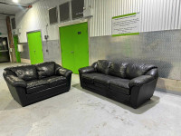 Black leather sofa set ! $250 I can deliver 
