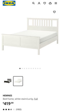 Double sz solid wood HEMNES bed frame with slats delivery extra$