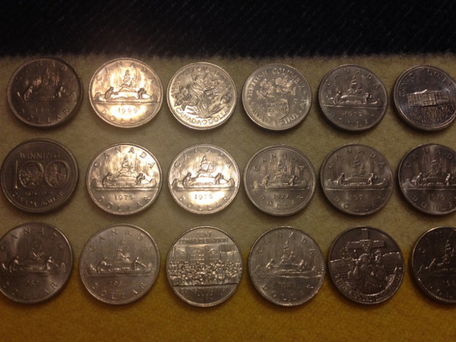 Old Canadian Nickel Silver Dollars 1968-1986 x 105 Coins + in Arts & Collectibles in Vernon