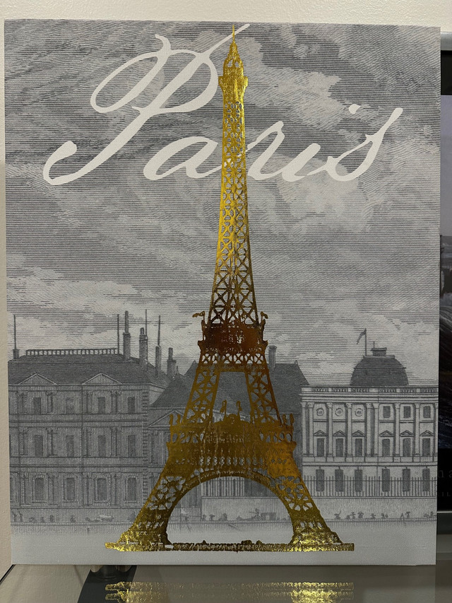 Beau tableau Paris avec Tour Eiffel en doré  dans Décoration intérieure et accessoires  à Longueuil/Rive Sud - Image 2