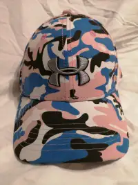UNDER ARMOUR CAMO PINK WHITE BLUE BLACK HAT LIKE NEW