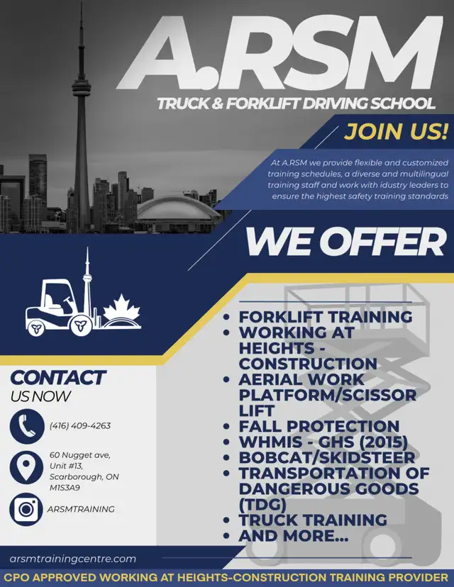 BOBCAT/SKID STEER, FORKLIFT TRAINING PROGRAM! SPECIAL PRICING!! in Other in City of Toronto - Image 5