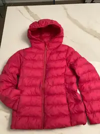 Girls Coral Pink mid season Puffer jacket - size 9-10