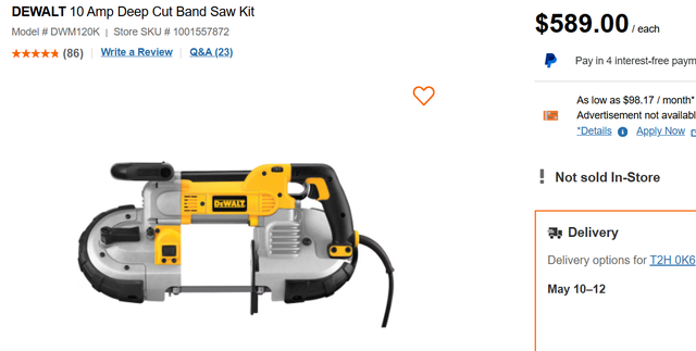 DeWalt Portable Band Saw Deep Cut577851615190067204