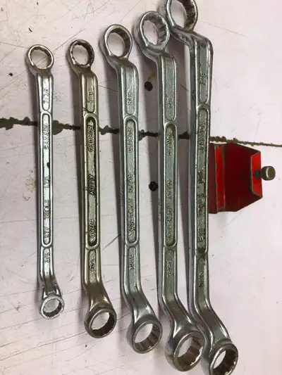 set of double ended box end wrenches 3/8 up to 7/8 inch std. i have owned these for about 65 years m...