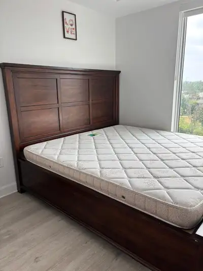 King-Size Solid Wood Bed Frame + Mattress – Great Condition, View more