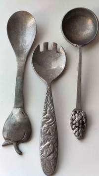 Vintage Assorted Aluminum Serving Spoons 12"