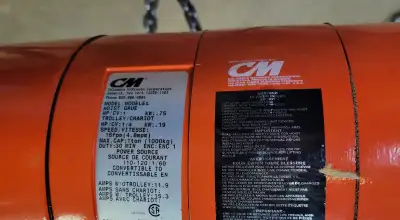 CM 1 TON HOIST c/w 20’ LIFT & c/w 16’ PENDANT CTL DROP, View more