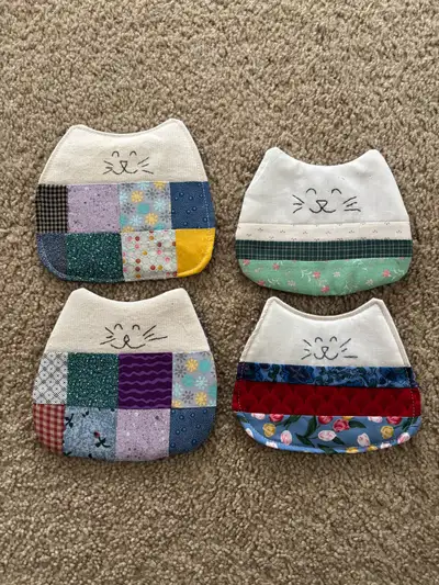 Fabric Handmade Cat Coffee Coasters (NEW), View more