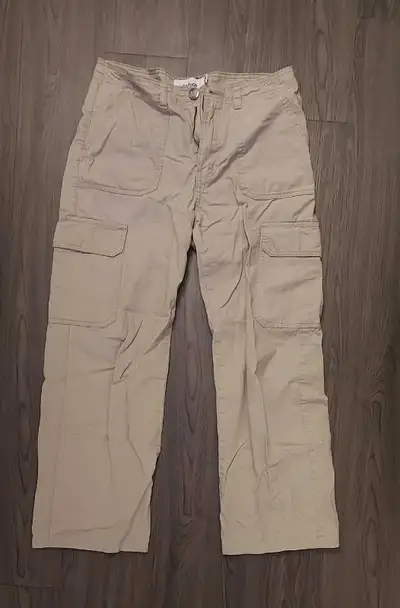 H&M Straight Wide Cargo Khaki Pants - Semi Worn, View more