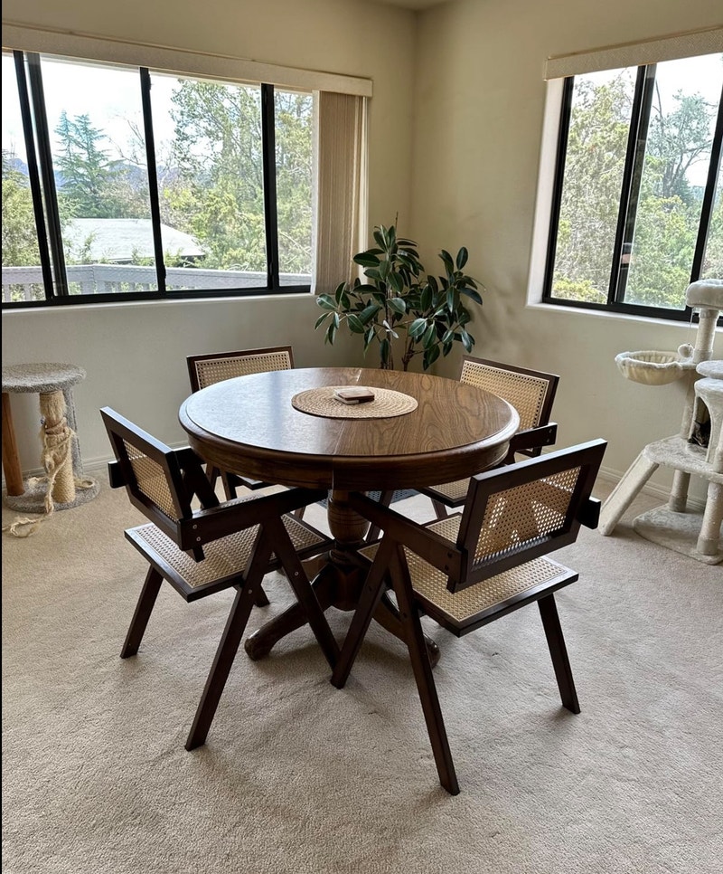 Rattan Armrest and Wood Legs Modern Living Room Chair | Dining Tables ...