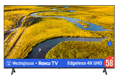 Westinghouse 58″ Edgeless 4K UHD Roku TV, View more