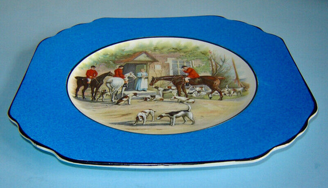 Rare Antique Wedgwood Dark Blue Fox Hunting Scene Plate in Arts & Collectibles in City of Toronto - Image 2