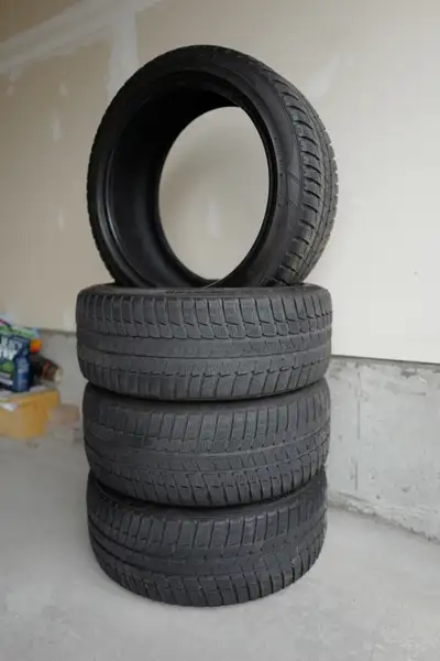 4 used Falken Eurowinter Extra Load Winter Tires 225/45R 18 Steel Belted, Radial Tubeless (used on m...