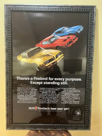 Trans Am, classic 1978 advertisement poster, professionally mounted in a custom wooden frame. Measur...