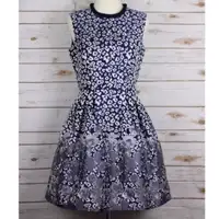 Badgley Mischka Talya Blue Leopard Print Floral Sleeveless Dress