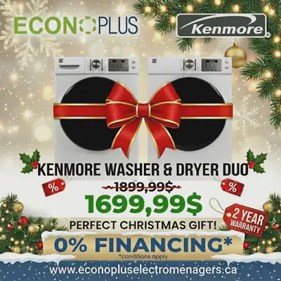 Holiday Sale Kenmore Washer & Dryer set $1699, View more