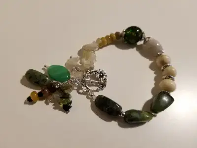 Bracelets with natural multi-gemstone., View more