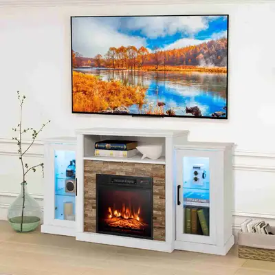18" Electric Fireplace For 65" Wall-Mounted TV , View more