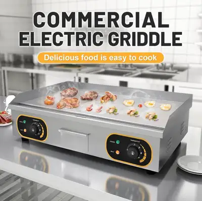 29" Commercial Electric Griddle Hotplate Flat Top Griddle BBQ Grill Stainless Steel Electric Grill C...
