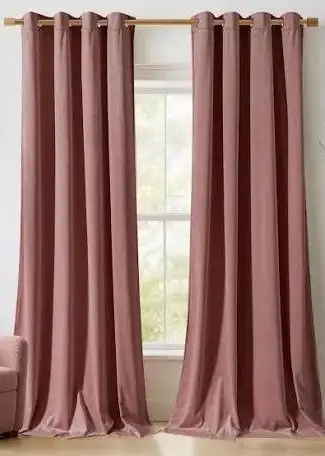 NEW Pair 51 x 92 Rose Velvet Grommet Top Curtains, View more