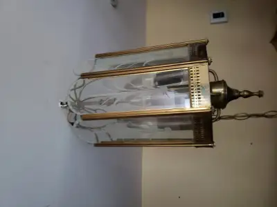 Lampe suspendue en verre et laiton, View more