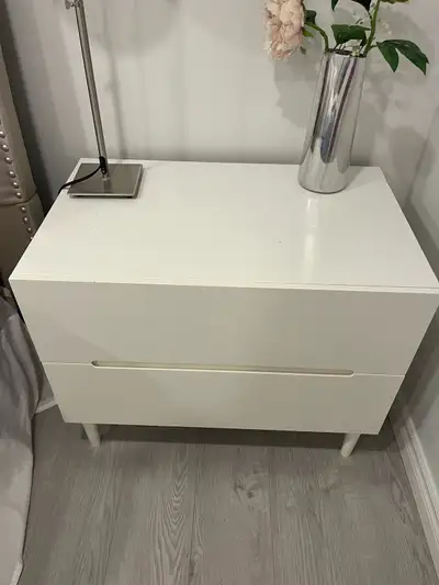  White IKEA nightstand two drawer, View more