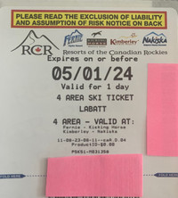 RCR- 4 Area Ski Tickets 