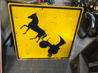 LARGE VINTAGE METAL SIGN HORSE BUGGY