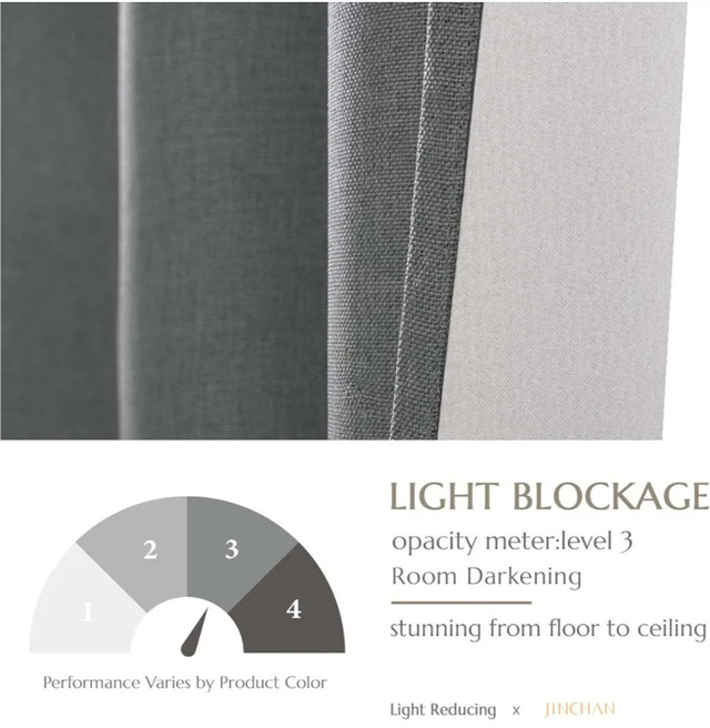 SOLD - Jin Chan Textured Curtains - 100"W×84"L, Greyish Beige dans Décoration intérieure et accessoires  à Ville de Montréal - Image 4