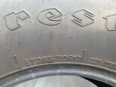 265/70/R17 off Ford 1/2 ton. Good shape and still has thread life on them. 4 tires Price $200