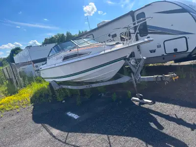 Bateau Thundercraft 21' (1991) – SeaDek, sonar, panneau solaire, pied Alpha One, remorque Remeq incl...