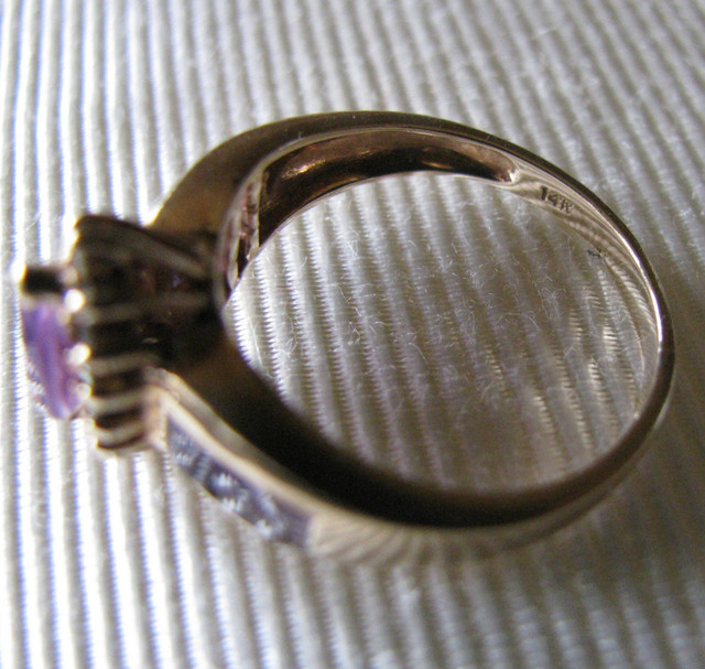 14K Yellow Gold Amethyst Cluster Ring Diamond Accents Size 5.75 in Jewellery & Watches in Saint John - Image 3