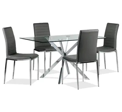 55x34 Tempered Glass Rectangle Dining Table w/ 5 chairs, View more