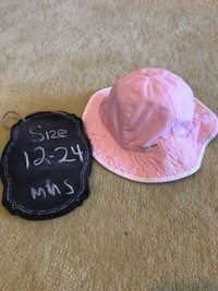 Cute pink baby cotton summer sun hat fits 12-24 mths