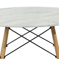 Chad 39.37 inch round marble top with wood frame