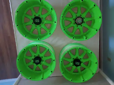 HD ,wheels for Ford F250,350 ect fresh, just completed, powder coated, glow in dark, the centers are...